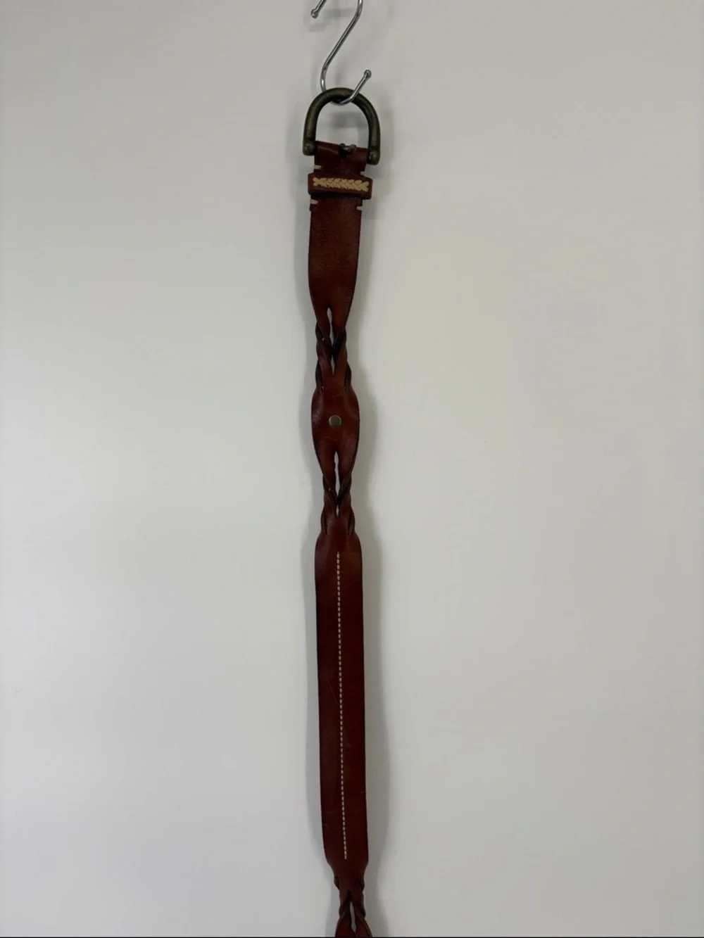 🗄️ American Eagle Outfitters leather and brass Brown Braided  and stitched belt